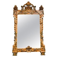 Late 20th century hand painted French rococo style wall mirror