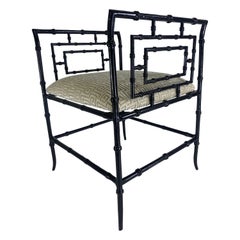 Mid-century vintage regency inspired faux bamboo bench