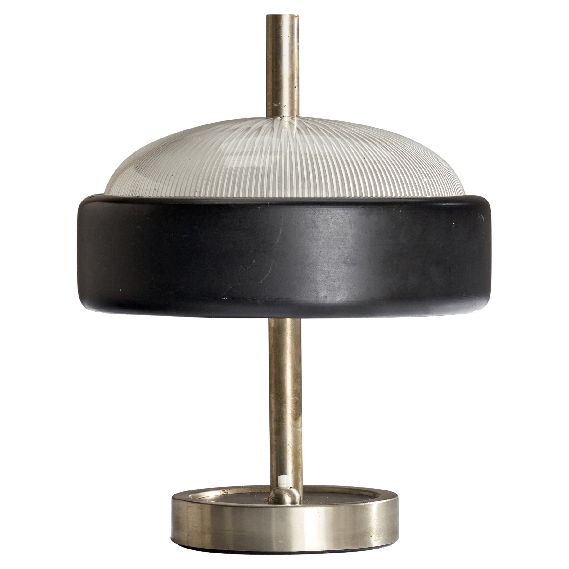 Italian Designer, Table Lamp, Steel, Metal, Glass, Italy, 1960s