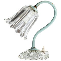 Lampada da tavolo di design italiano, ottone, vetro, Italia, anni '40