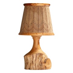 Swedish Designer, Table Lamp, Pine, Wood, Sweden, 1970s