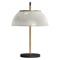 Designer italien, lampe de bureau, laiton, fer, verre, Italie, années 1960