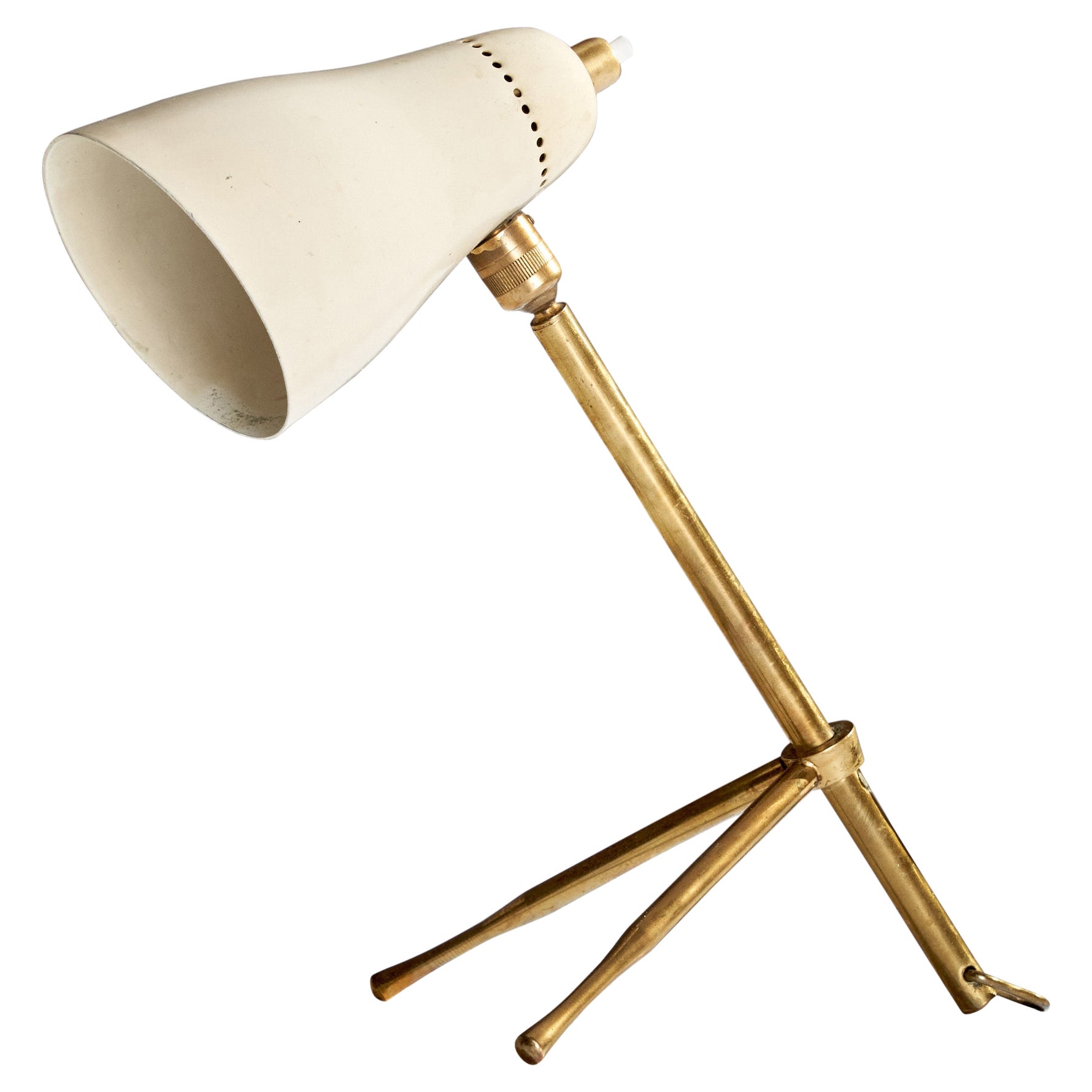 Giuseppe Ostuni, Lampada da tavolo, Ottone, Metallo, Italia, anni '50