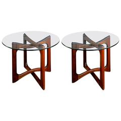 Pair of Walnut and Glass End Tables by Adrian Pearsall 4