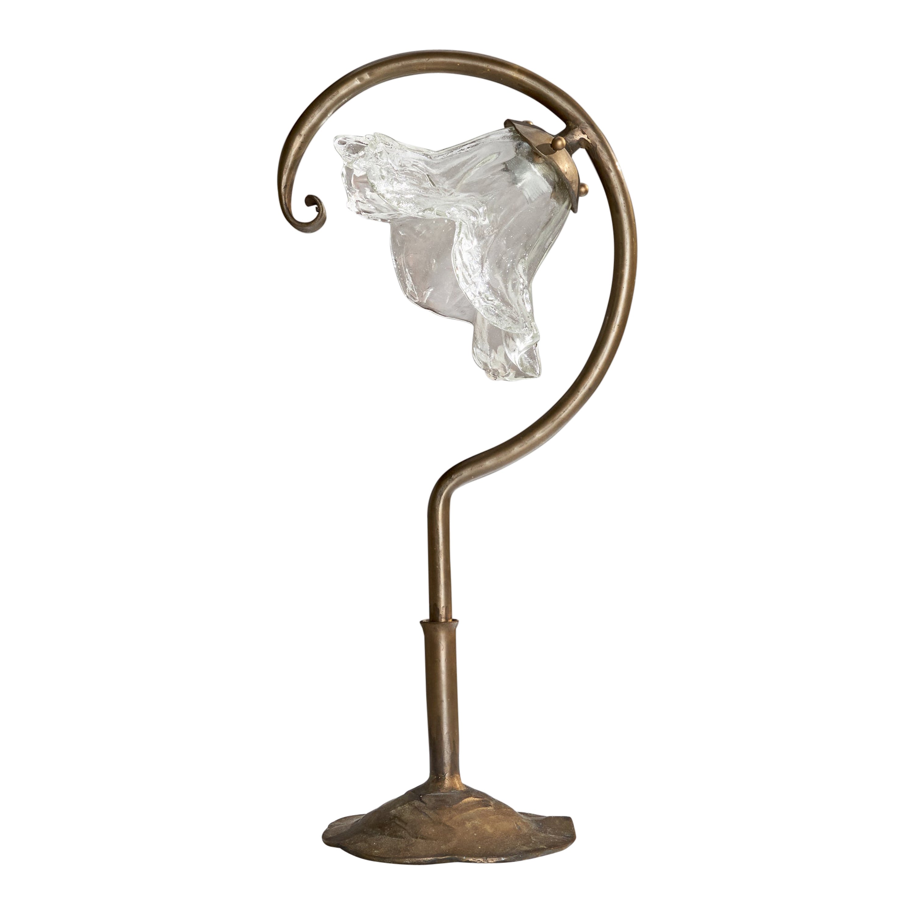Lothar Klute Attribution, Lampada da tavolo grande, bronzo, vetro, Germania, anni '80