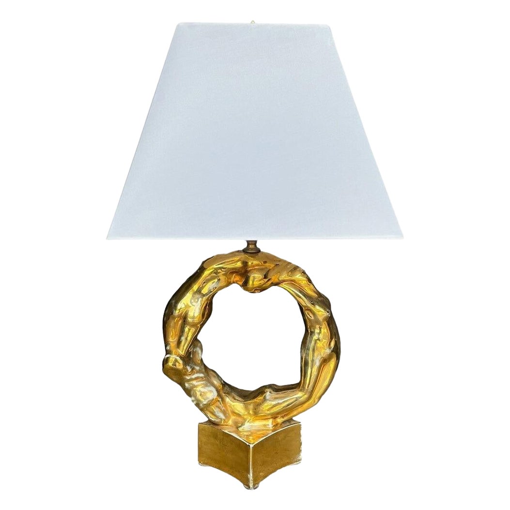 Unique Gold Gilt Ceramic Figural Lamp