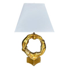 Unique Gold Gilt Ceramic Figural Lamp