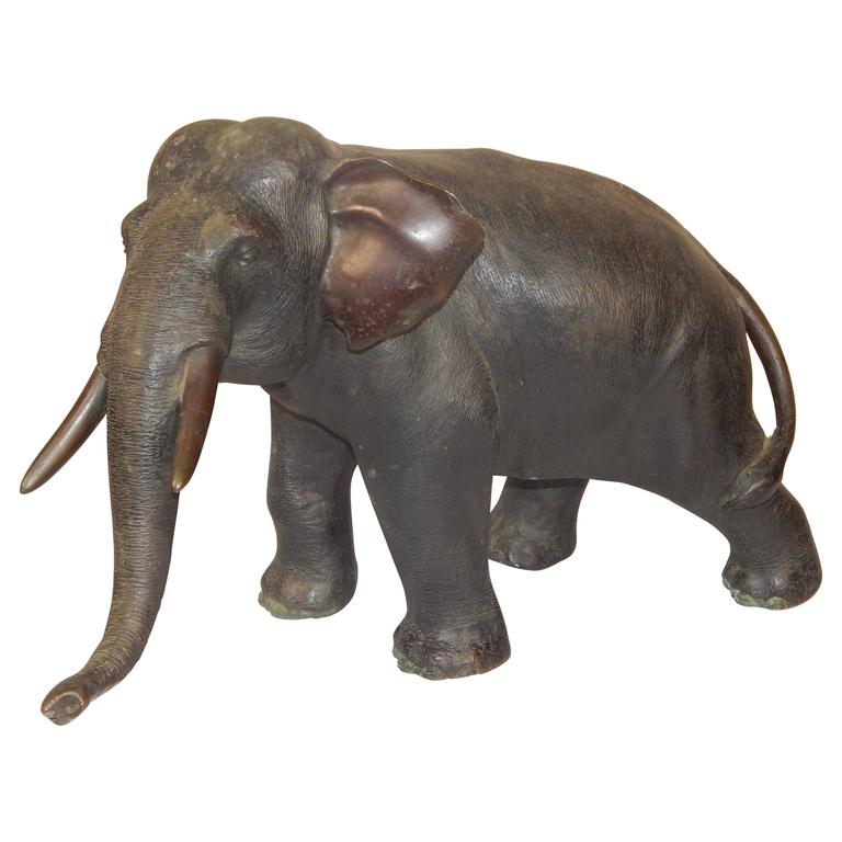 Large and Impressive Antique Bronze Elephant at 1stDibs