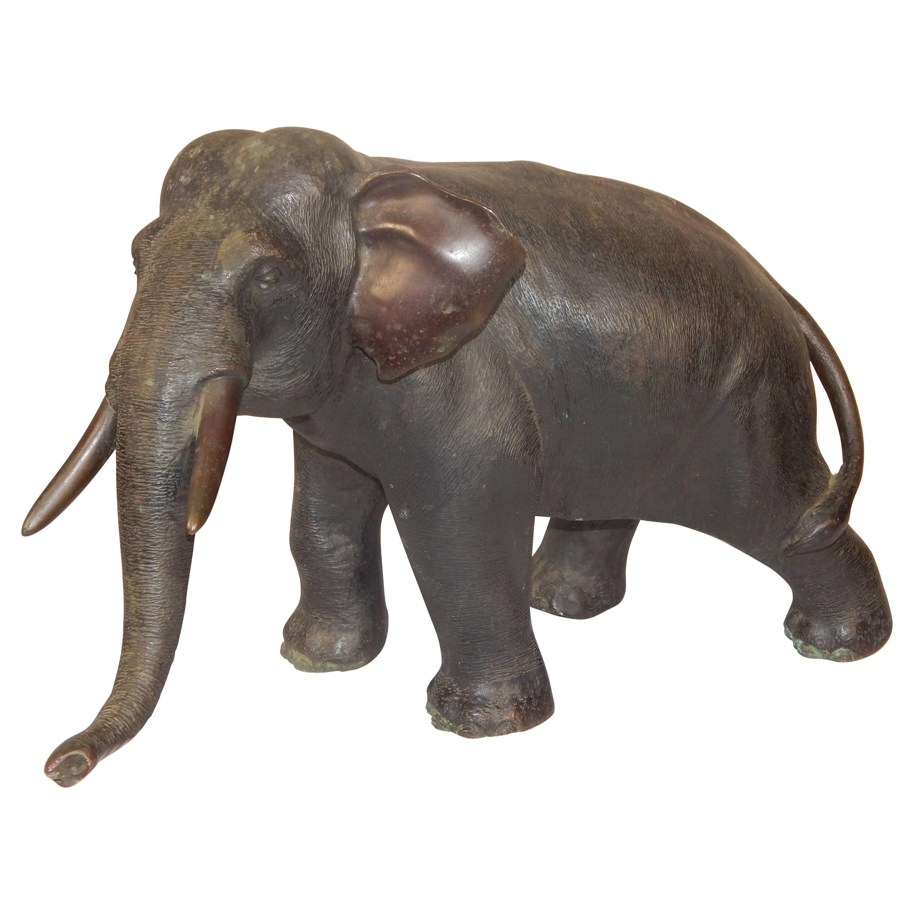 Large and Impressive Antique Bronze Elephant