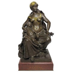 Antique A French 19th Century Bronze Sculpture Titled "La Sécurité" Eugène Delaplanche