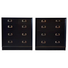Paire de commodes noires A James Mont pour Widdicomb