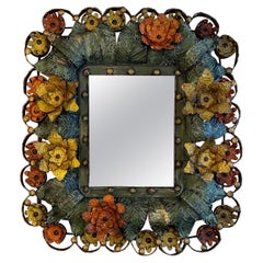 Painted Tole Floral Mirror