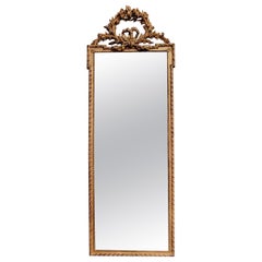 Antique French Louis XVI Giltwood Pier Mirror, Circa 1890.