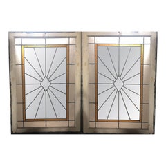 Pair Stained Glass Windows 40" x 28"