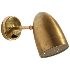 Danish Designer, Wall Light, Brass, Denmark, 1940s