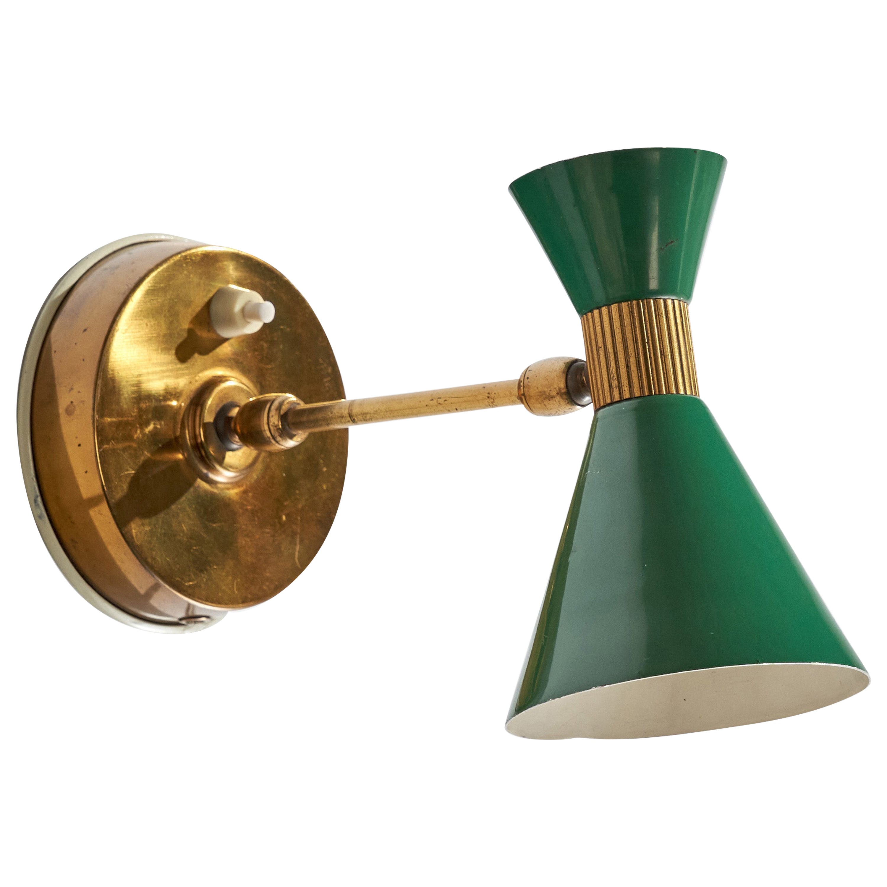 Italian Designer, Wall Light, Brass, Metal, Italy, 1950s