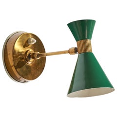 Italian Designer, Wall Light, Brass, Metal, Italy, 1950s