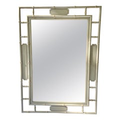 Vintage Painted  Distressed Faux Bamboo Mirror