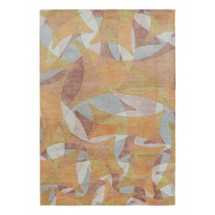 Rug & Kilim’s Mid-Century Modern Style Rug in Amber-Gold with Geometric Pattern