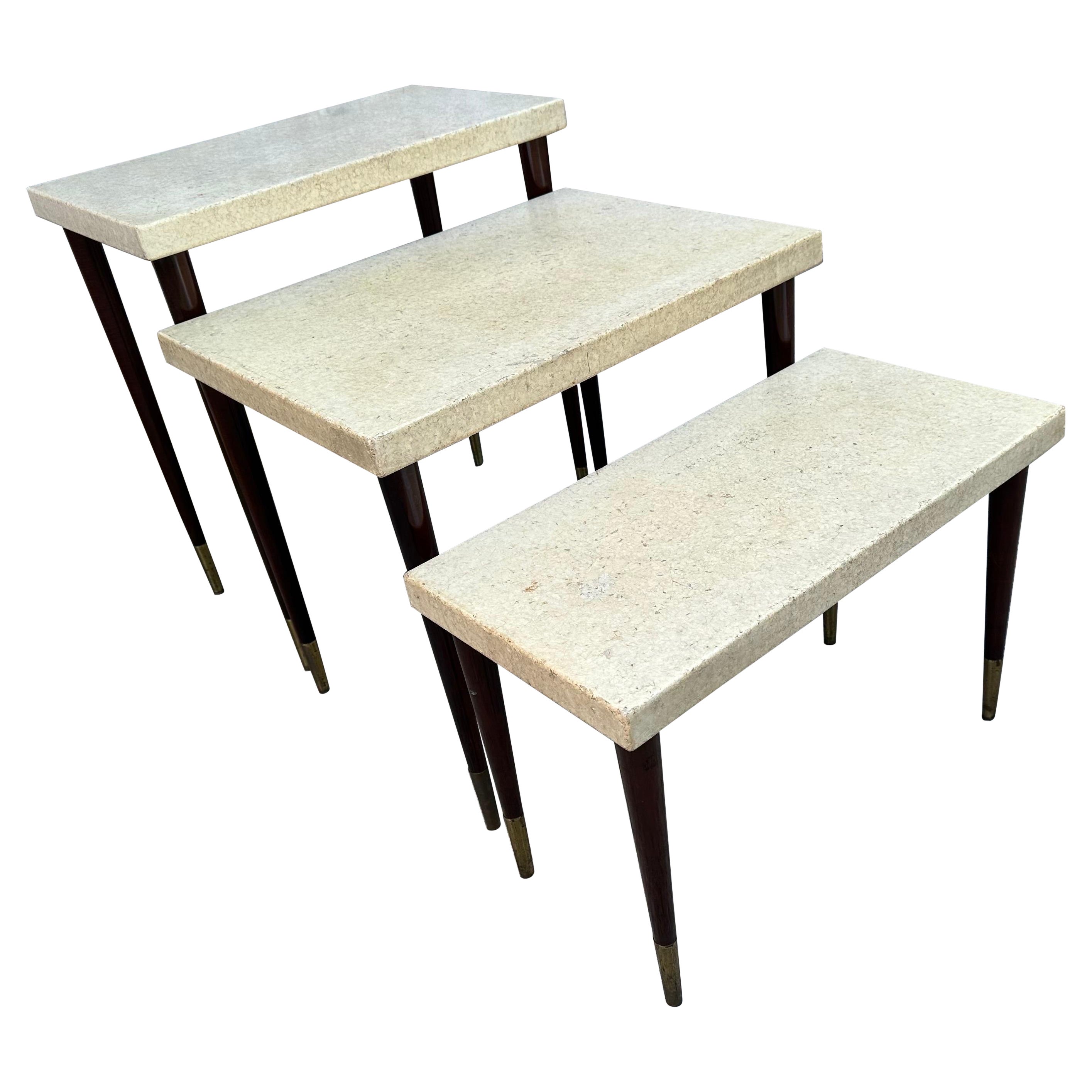 Trio de tables en liège Paul Frankl en vente