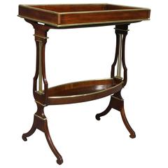 Antique Directoire Mahogany and Brass Mounted Tricoteuse