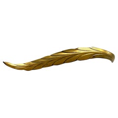 Cravates de rideaux anciennes en métal en forme de plumes - un ensemble de 8