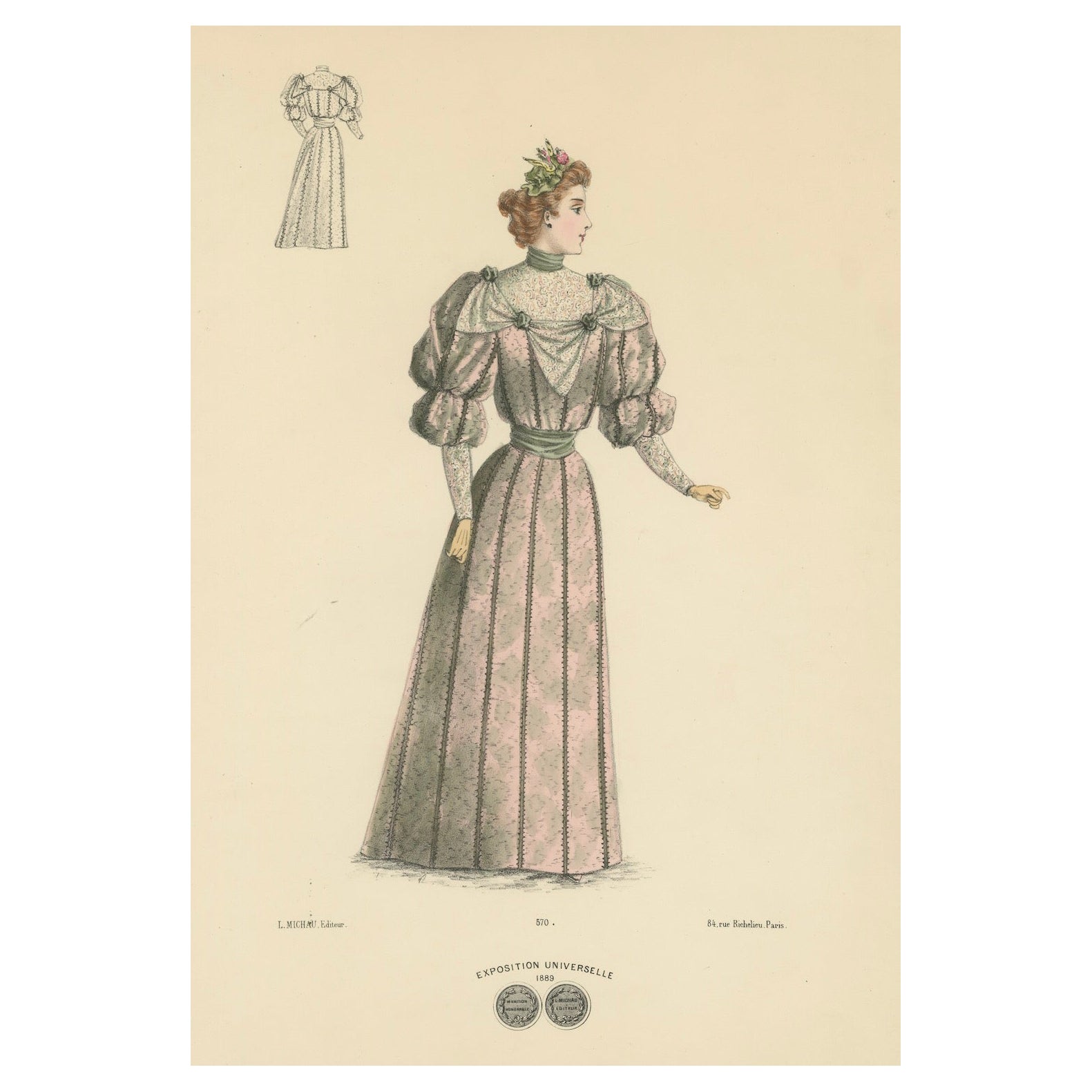 A Lithograph of Fashion Elegance at the Exposition Universelle, 1889