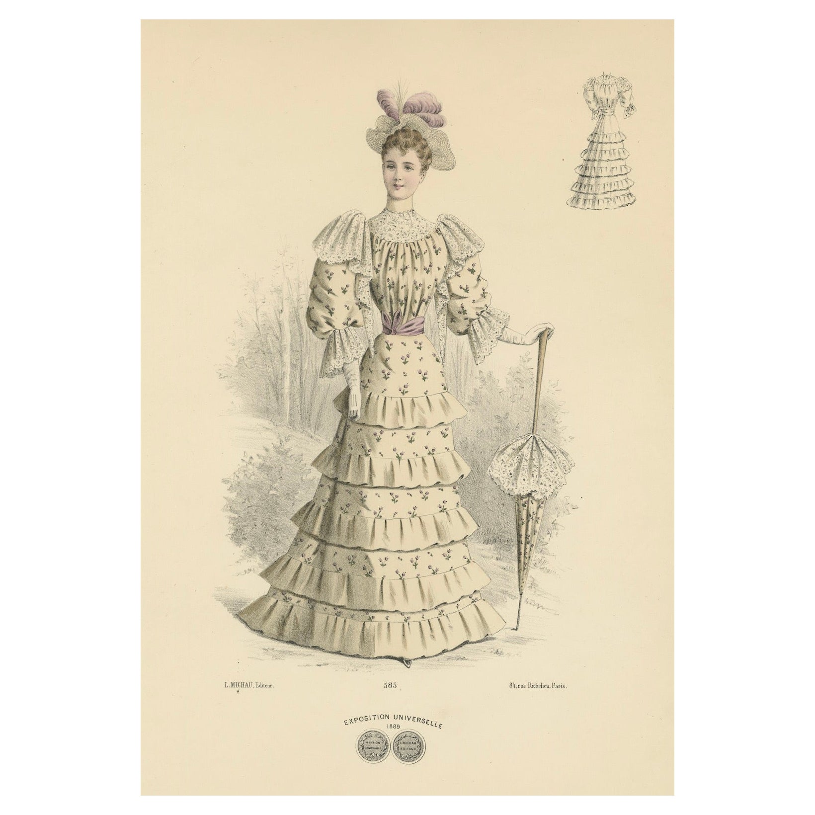 Victorian Fashion Flourishes: A Lithograph for the 1889 Exposition Universelle