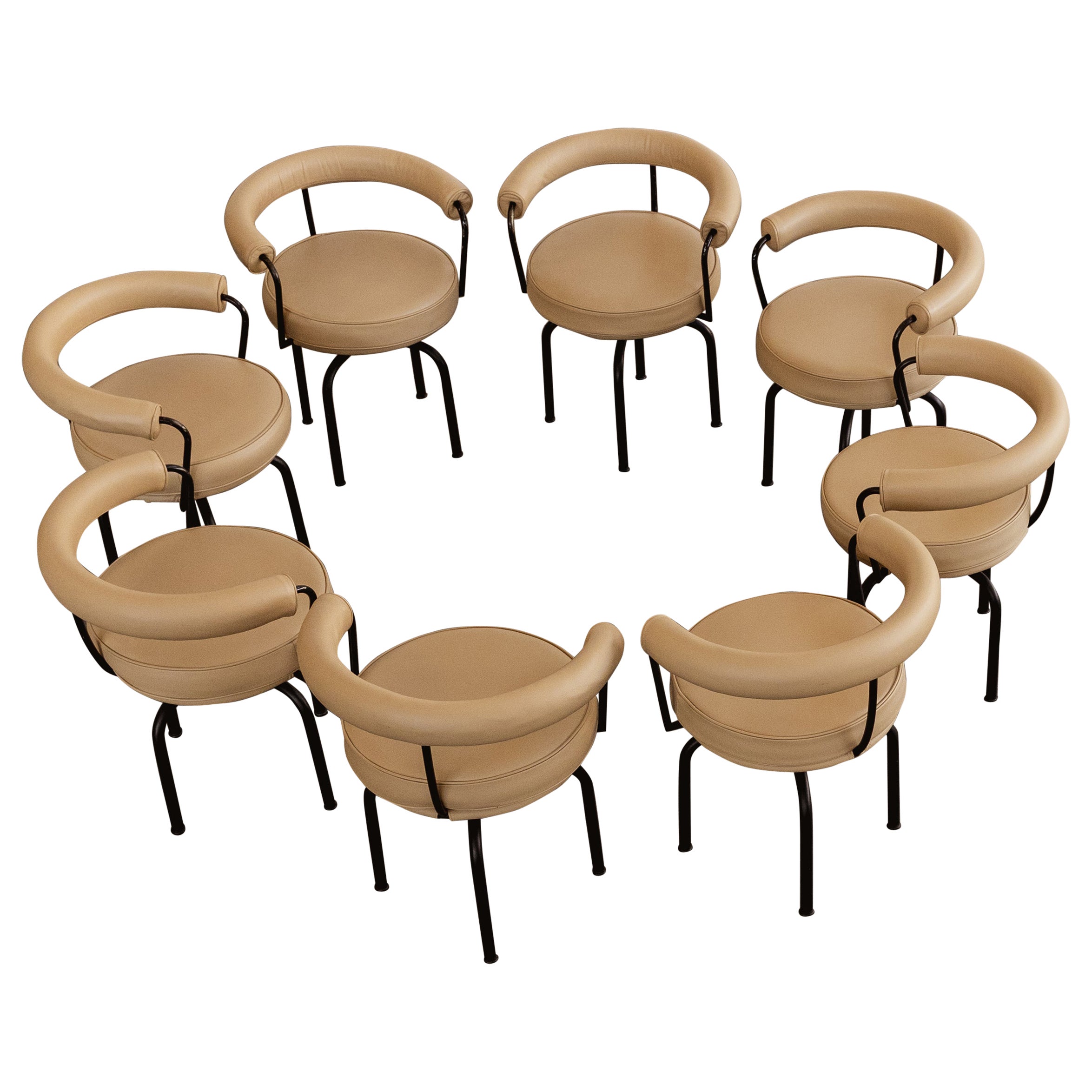 Charlotte Perriand LC7 Esszimmerstühle für Cassina, 1927, 8-teilig