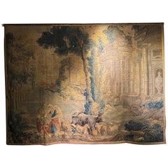 Siglo XVII Antiguo tapiz de Aubusson/Gobelin, Francia Tierra arquitectónica, seda