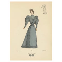 Elegancia atemporal: Litografía de Moda Victoriana de Michau de la Expo Universelle