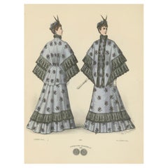 Elegancia Victoriana en Detalle: Una litografía de moda de L. Michau, 1889