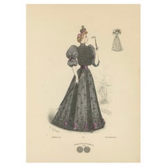 Victorian Grace: Fashion Lithograph by L. Michau and M. de Solar from 1889