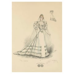 Victorian Bridal Elegance: Exquisite Wedding Gowns in Lithograph, 1889