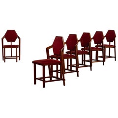 Frank Lloyd Wright "Midway 1" Dining Chairs for Cassina, 1980s, Set of 6