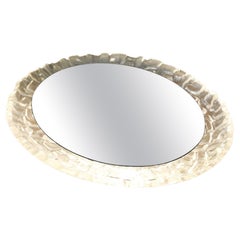 Vintage backlit mirror in frosted resin, 1970s
