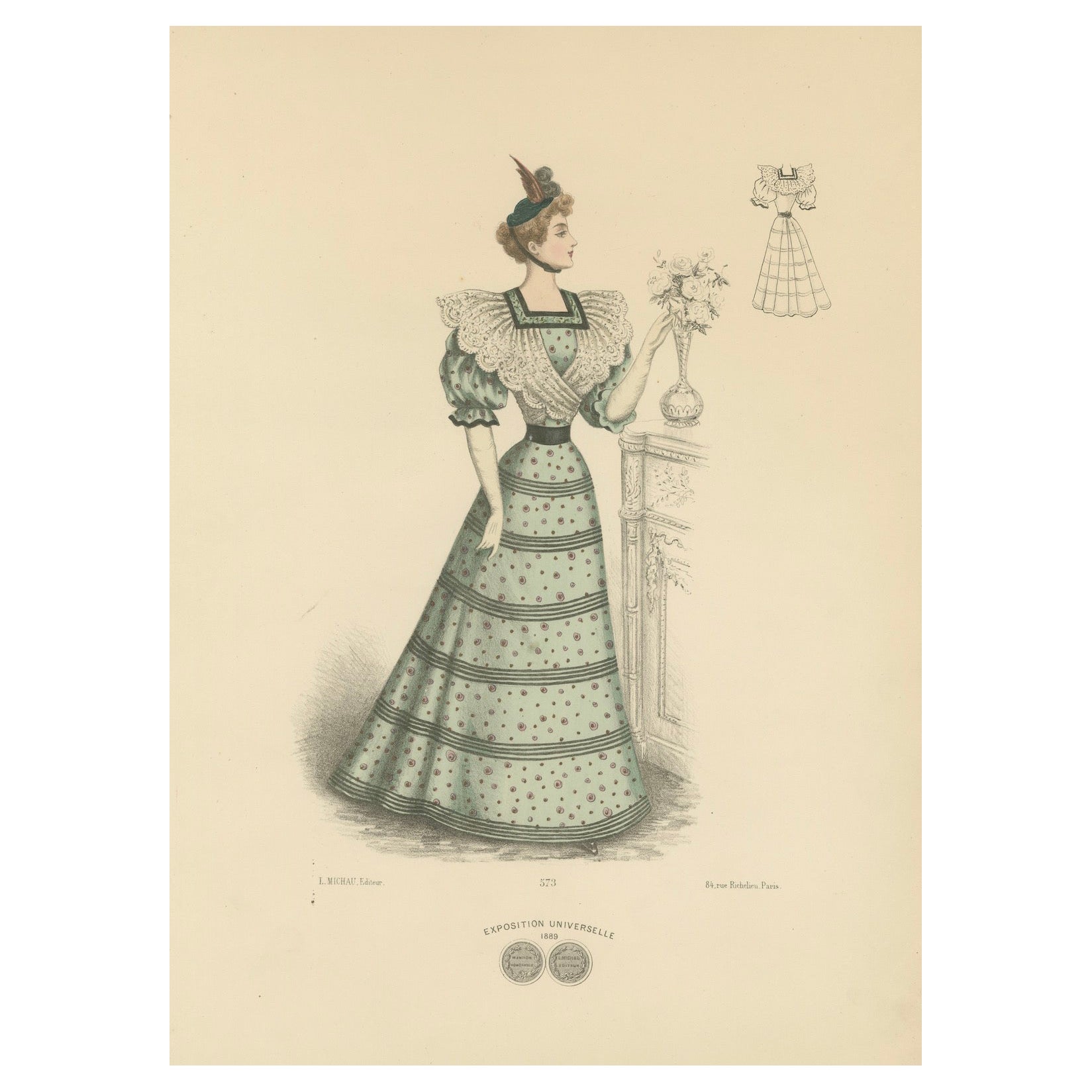 Eleganza del giorno vittoriano: Abiti alla moda in litografia Pubblicato nel 1889
