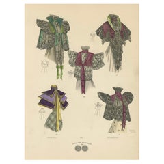 Antique Victorian Splendor: Elegant Shawls and Mantles in Lithograph, Published in 1889