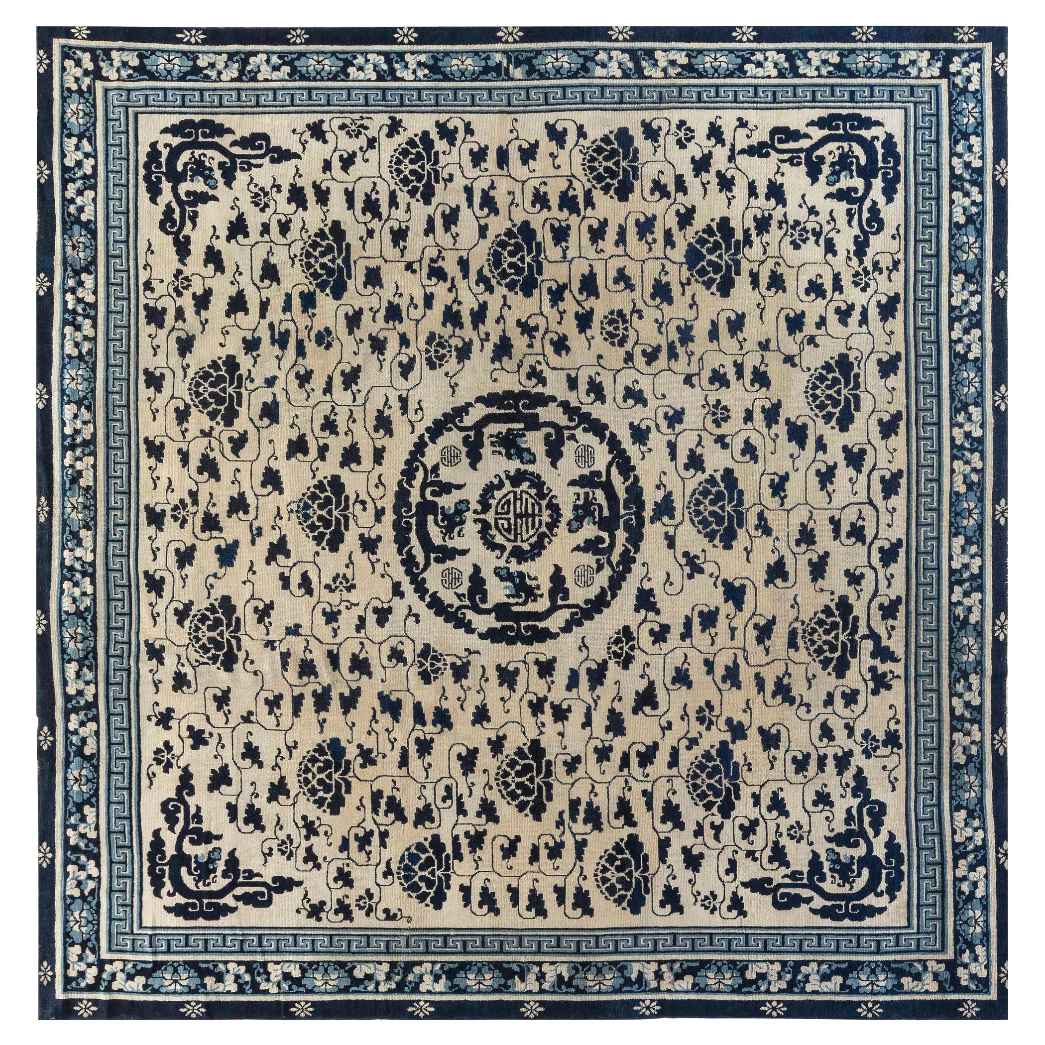 Doris Leslie Blau 19th Century Chinese Floral Silk Metal Thread Rug For ...