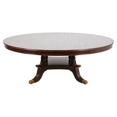 Baker Furniture Style Georgian Starburst Flame Mahogany Pedestal Round Table