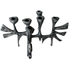 Donald Drumm Large Candelabra Six Candleholder Brutalist Cast Aluminum Metal