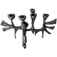 Donald Drumm Large Candelabra Six Candleholder Brutalist Cast Aluminum Metal 11
