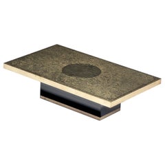 Mesa baja Hollywood Regency grabada en latón de Ricco D, Bélgica, años 70