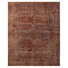 Tapis géométrique en laine rouge-bleu et beige-jaune Homage de Rug & Kilim