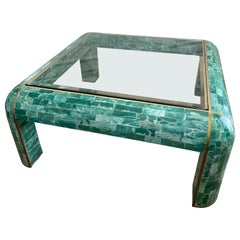 Loungetisch aus grünem Marmor mit Mosaik von Casa Bique 1970s