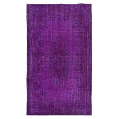 5.8x10 Ft Handmade Turkish Rug in Purple for Bedroom. Modern Living Room Carpet