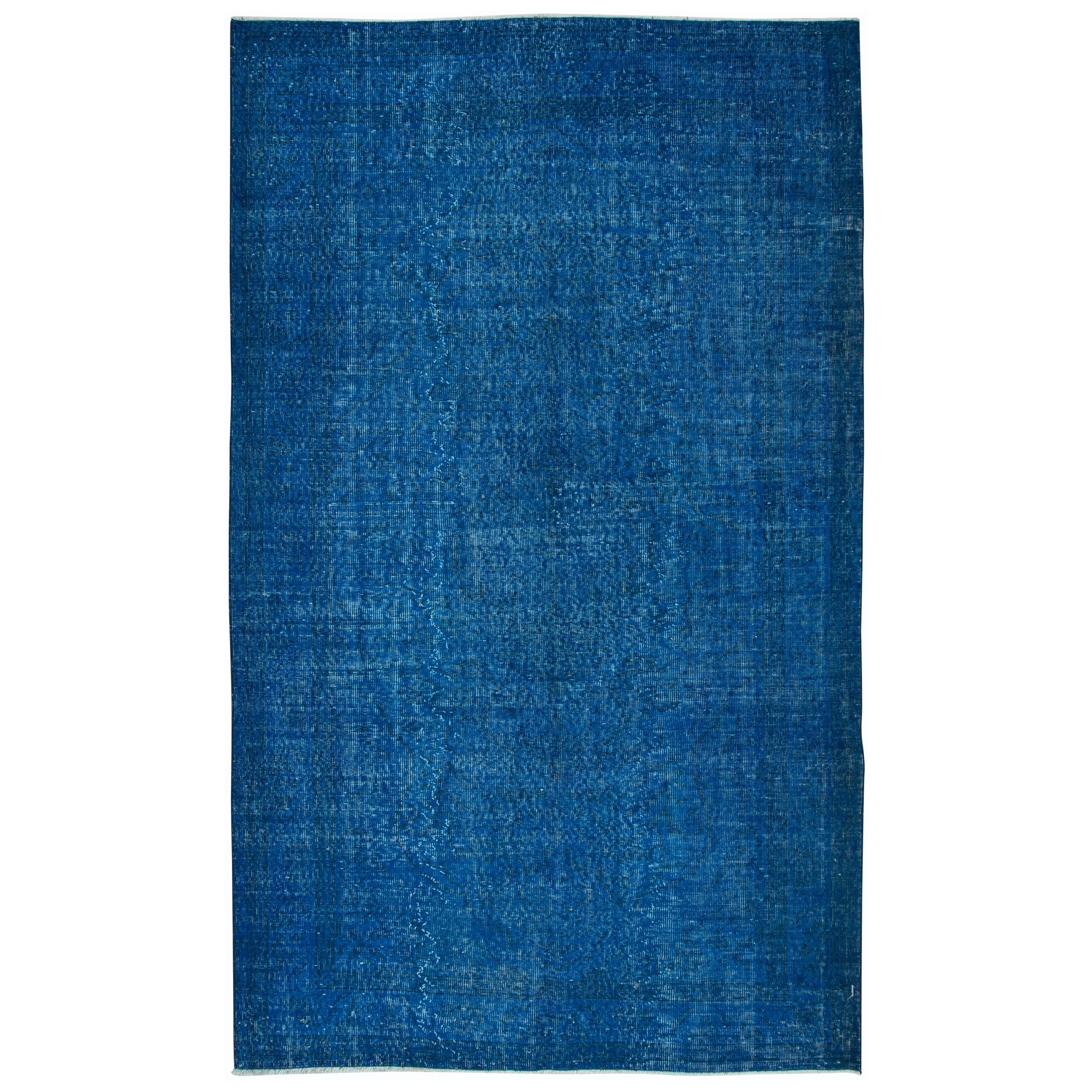 5.3x8.8 Ft Contemporary Handmade Area Rug in Solid Blue, Modern Turkish Carpet