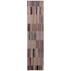 Alfombra & Kilim's Patchwork Moderno Geométrico Beige Marrón Lana Colorido Camino de Mesa Kilim