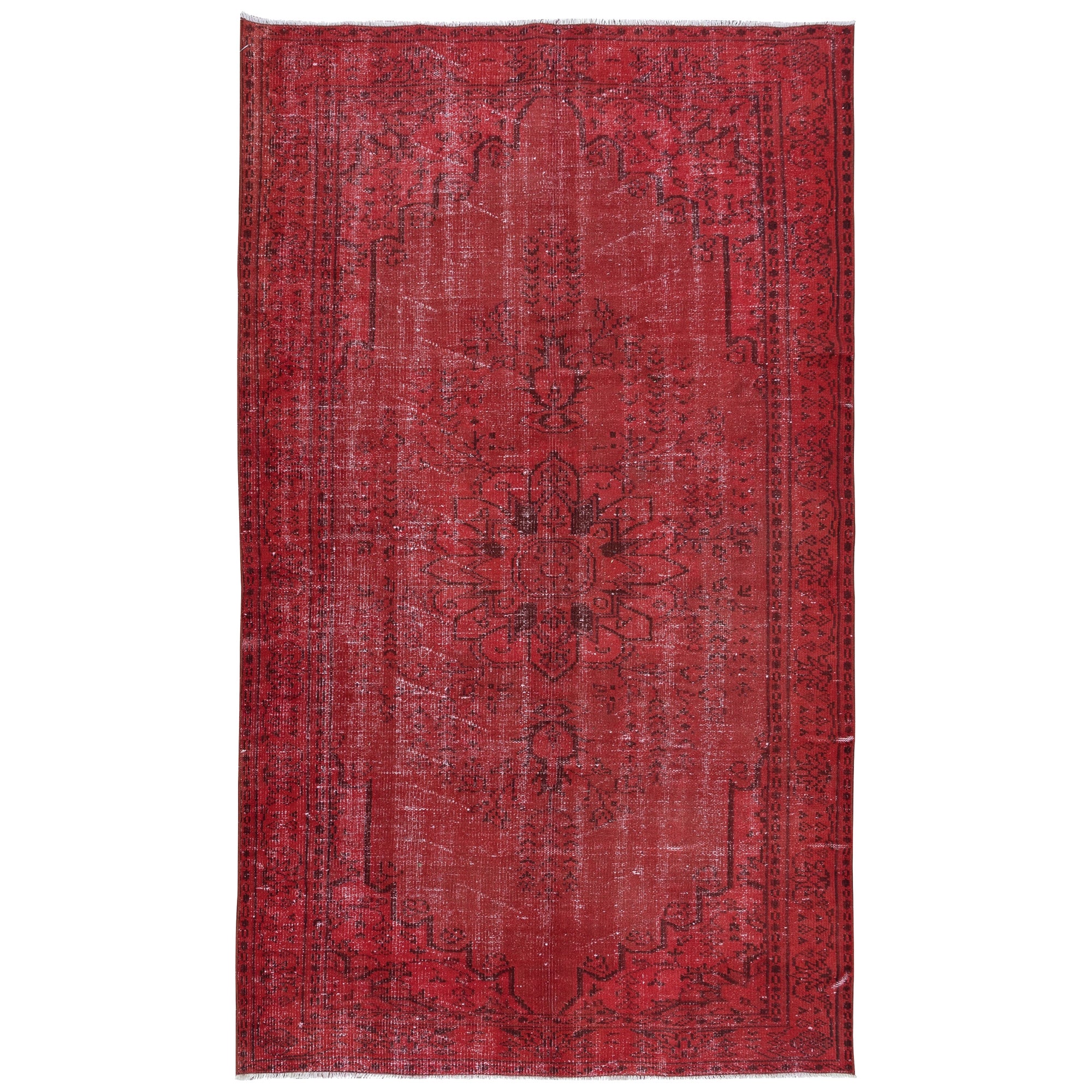 5x8.3 Ft Handmade Area Rug in Burgundy Red, Modern Turkish Carpet in Dark Red