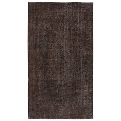 5.2x9.2 Ft Handmade Turkish Area Rug, Solid Dark Brown Room Size Wool Carpet (tapis de laine)